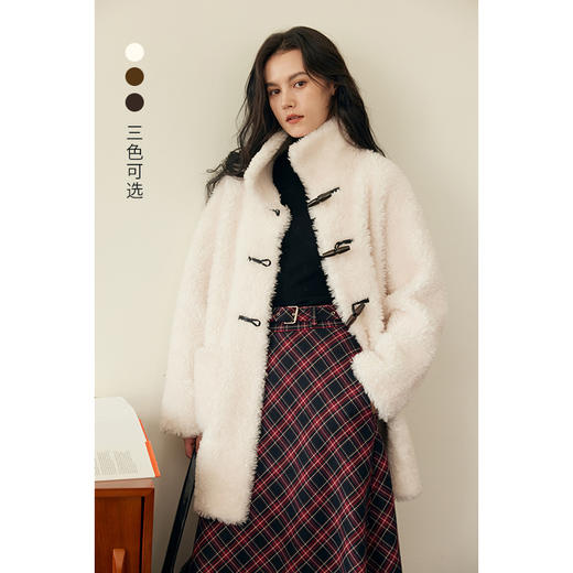 HeyDress羊毛皮草外套女冬季立领宽松皮毛一体加厚保暖中长大衣 商品图0