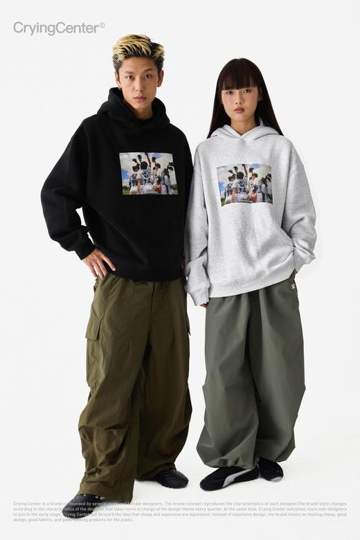 CryingCenter 棒球队合照手写字连帽加绒卫衣 哭喊中心 商品图4