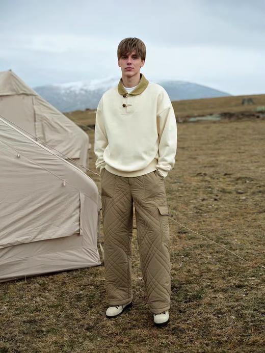 Evistub/E-4DWY933/碳素磨毛重磅450G灯芯绒真皮纽扣复古海员青果领卫衣 商品图3