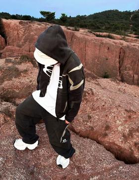 B家 双环废土风拼接套装· 拼接短袖➕运动拼接长裤（JN）