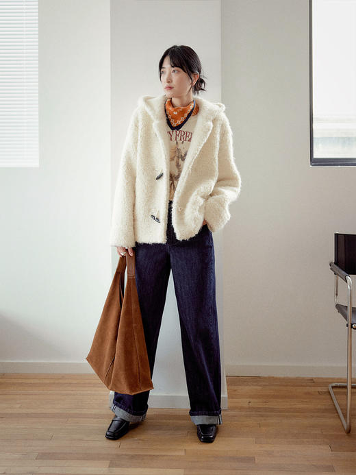 Even Vintage|冬日氛围 软糯蓬松立体圈圈秋冬短款连帽外套 商品图3