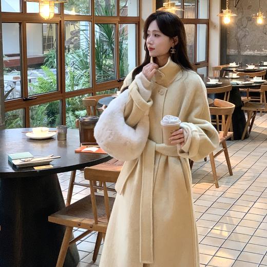 金蘑菇菇【落叶和冬】设计师高定长款立领骆驼绒大衣保暖双面呢外套 商品图3