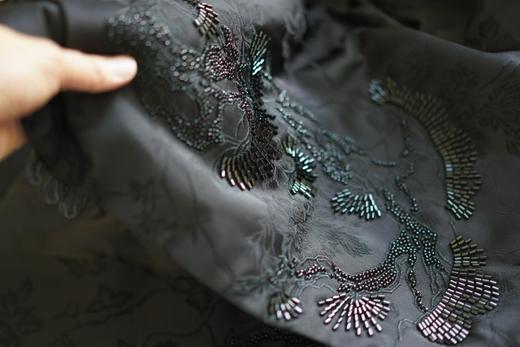 设计师高品钉珠国风小羊皮进口醋酸提花白鸭绒外套 商品图9