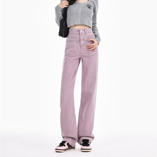 罗蒙女士牛仔裤四季百搭休闲宽松阔腿裤时尚通勤长裤显瘦直筒牛仔裤 商品图2