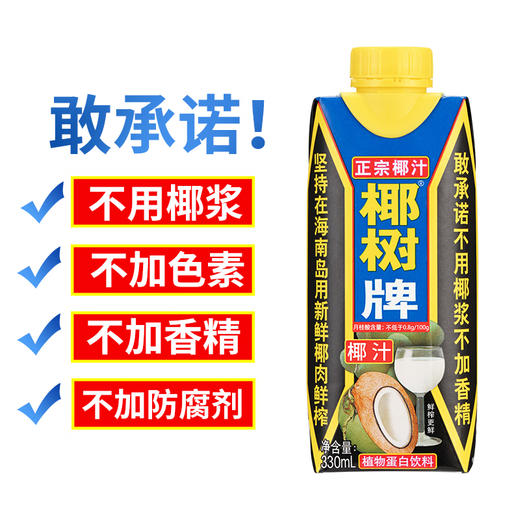 椰树 椰汁正宗椰树牌椰子汁饮料 330ml*10盒 礼盒装 商品图3