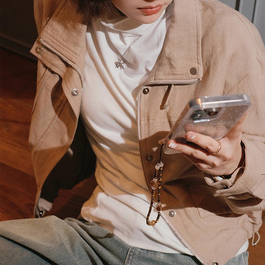 【顺丰包邮】43547 洛诗琳秋季新款韩系气质立领抽绳短款夹克外套10379 商品图1