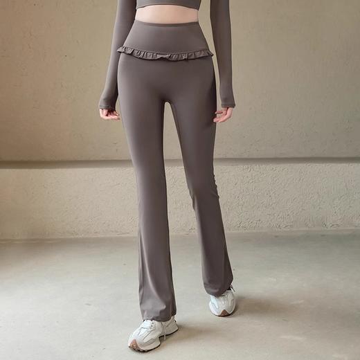 跃牌【禅语梵心】荷叶边微喇瑜伽裤女高腰显瘦运动喇叭裤CK5028 商品图1