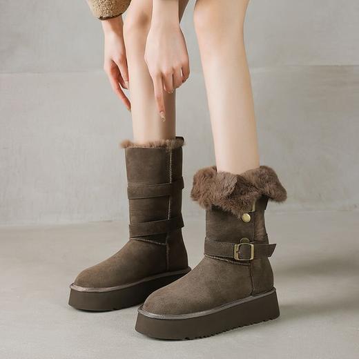 【预售5天】灰咖色厚底雪地靴女冬季新款两穿加绒加厚东北雪地棉鞋KYD&KK10900 商品图1