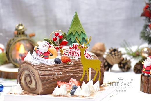 【圣诞树桩蛋糕】巧克力动物奶油、糯米蛋糕胚；焦糖糯米长树桩蛋糕，让浪漫圣诞节充满甜蜜和温暖~ 商品图4