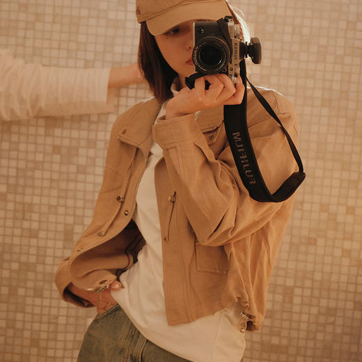 【顺丰包邮】43547 洛诗琳秋季新款韩系气质立领抽绳短款夹克外套10379 商品图0