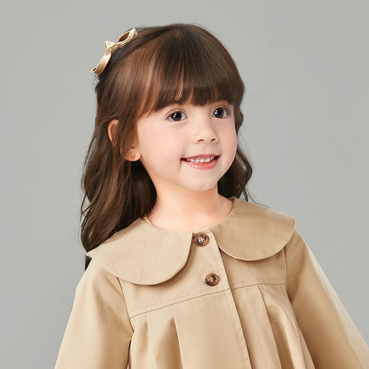 笛莎Deesha 童装女童外套2025春新款优雅娃娃领A版型风衣 商品图3