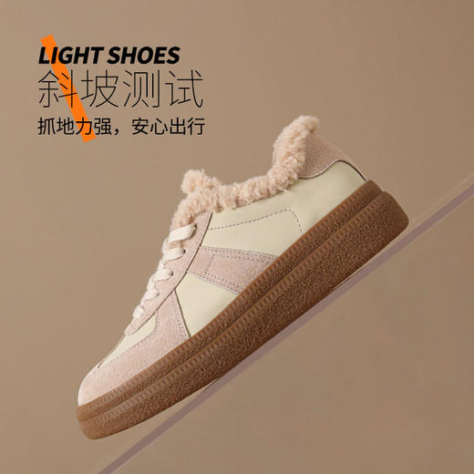 ZHR加绒加厚德训鞋女2024冬季新款保暖防滑休闲鞋复古真皮板鞋女 商品图6