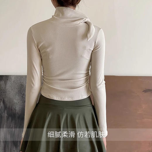 跃牌【禅语梵心】欧美罗纹高领瑜伽服上衣女紧身运动长袖衫跑步T恤CX2953 商品图4