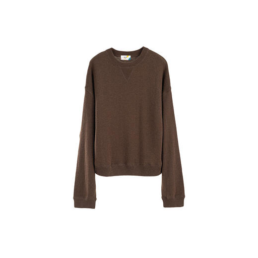 绽放665-JC666朵/绵羊毛慵懒感宽松落肩针织套头毛衣直筒长裤套装 商品图4