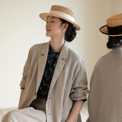 牧衣游原创 进口雨露麻原色短外套女古朴自然百搭开衫薄款 琳琅月 商品图0