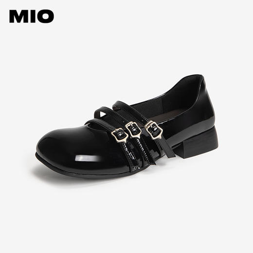 MIO米奥甜美可爱风玛丽珍鞋黑色搭扣设计粗跟单鞋M251450202 商品图0