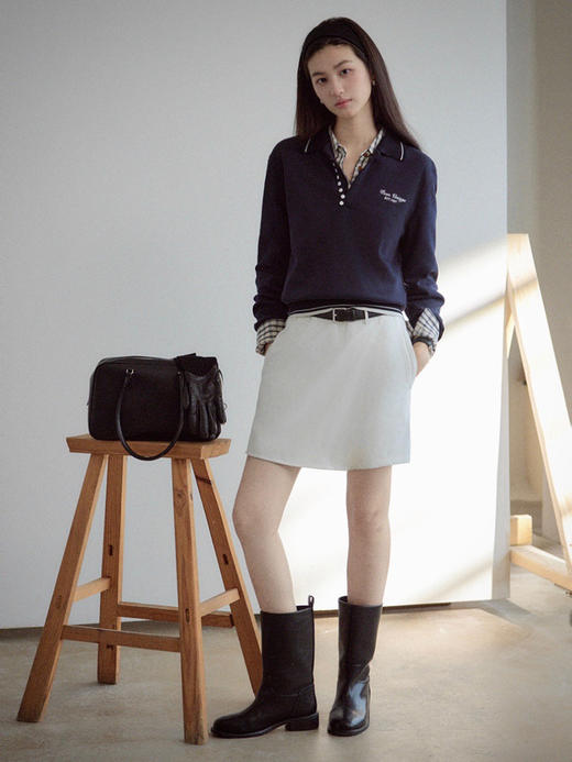 Even Vintage|纯棉混纺 复古休闲撞色logo刺绣百搭简约polo式卫衣 商品图4