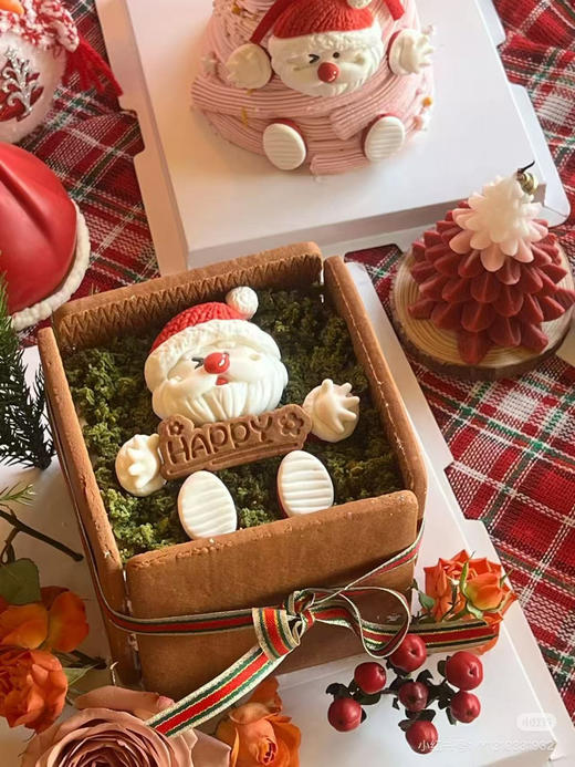 圣诞饼干礼盒蛋糕，三种颜色，红，绿，巧克力色，双层草莓夹心，118 商品图1