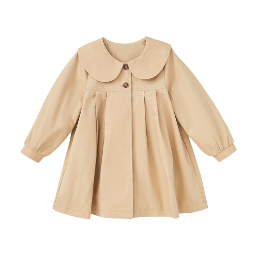 笛莎Deesha 童装女童外套2025春新款优雅娃娃领A版型风衣 商品图4