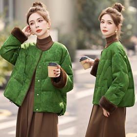 新中式国风羽绒服冬季小个子显瘦复古提花拼接白鸭绒加厚外套MEIQIN9529-1