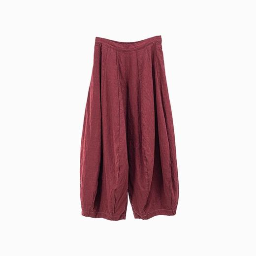 绽放018朵/2024新款复古立体浮雕压花设计感安哥拉红纯棉阔腿灯笼裤 商品图4