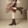 ZHR粗跟短靴2024新款加绒保暖皮靴切尔西女靴法式小短靴ins瘦瘦靴 商品缩略图7