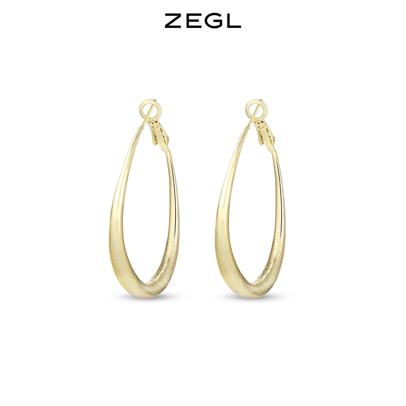 ZEGL素圈耳环女2024新款爆款圆圈耳钉复古气质925银针耳饰方圆脸39