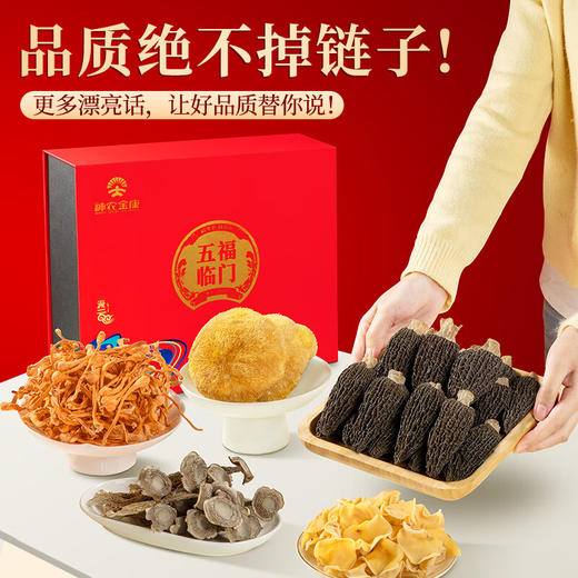 珍悉菌菇礼盒山珍230g羊肚菌猴头菇玉木耳 五福临门年货节送长辈爸妈 商品图1