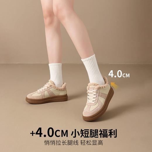 ZHR加绒加厚德训鞋女2024冬季新款保暖防滑休闲鞋复古真皮板鞋女 商品图1