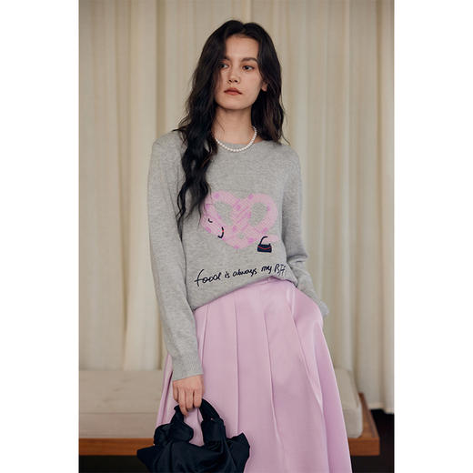 HeyDress蛇年限定提花毛衣女冬季慵懒设计感新年本命年针织衫上衣 商品图0