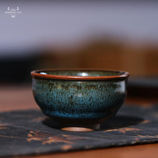 问鼎鼎色天目靛蓝牛角款闲意杯 宋盏杯 折口杯 斗笠杯 商品图0