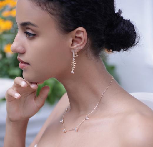 LHWINDSOR Fishbone 鱼骨耳环高级感网红长款耳坠 商品图7