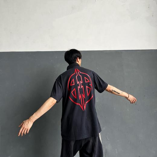 B家 巴黎 大双B字母裂纹印花拼接短袖衬衣（JN） 商品图0