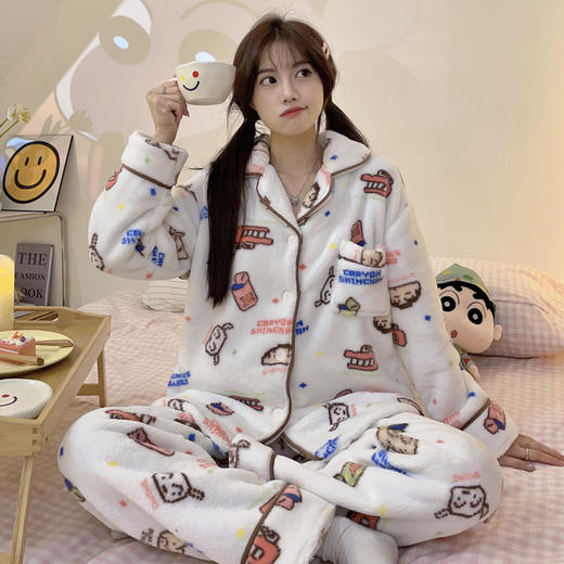 【HelloKitty珊瑚绒睡衣，加厚加绒保暖舒适】韩系HelloKitty凯蒂猫珊瑚绒睡衣女 秋冬季新款 加厚加绒家居服-QQ 商品图5