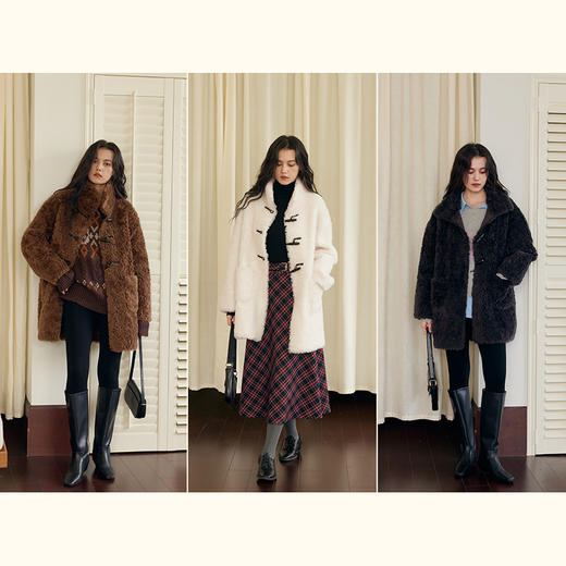 HeyDress羊毛皮草外套女冬季立领宽松皮毛一体加厚保暖中长大衣 商品图2