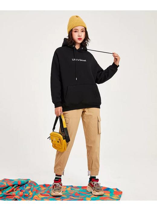 丁摩 大码连帽卫衣不加绒女士棉卫衣新款外套连帽潮流女士上衣ZF009 商品图8