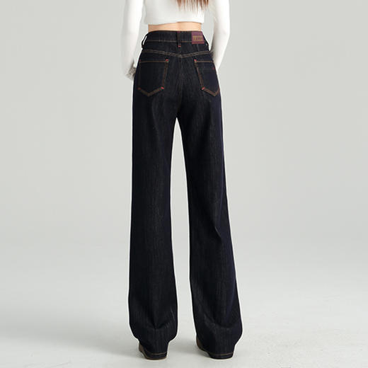 罗蒙女士四季款牛仔裤百搭休闲通勤高腰显瘦阔腿牛仔长裤舒适好穿 商品图4