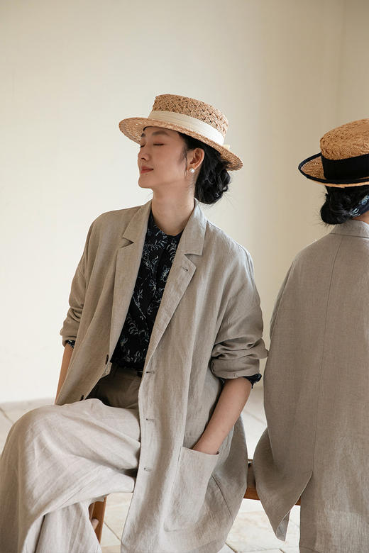 牧衣游原创 进口雨露麻原色短外套女古朴自然百搭开衫薄款 琳琅月 商品图5