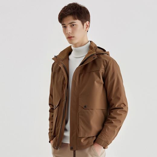 罗蒙秋冬季男装鸭绒服舒适保暖羽绒服男时尚连帽百搭纯色男士外套 商品图2