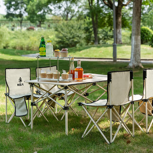 【自营】时乐鸟　轻奢桌椅五件套户外折叠椅桌子凳子 SLN-009 商品图10