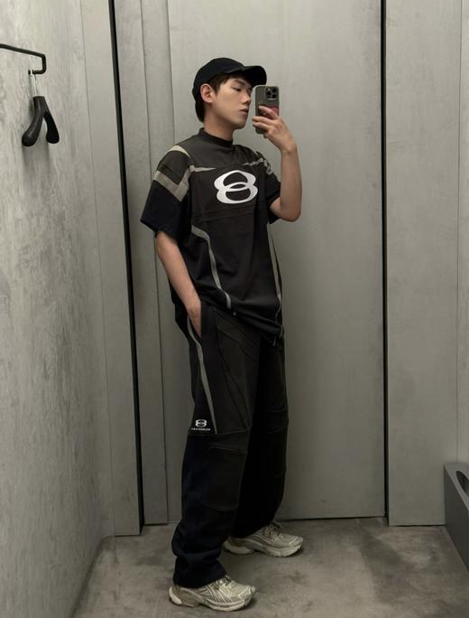 B家 双环废土风拼接套装· 拼接短袖➕运动拼接长裤（JN） 商品图3