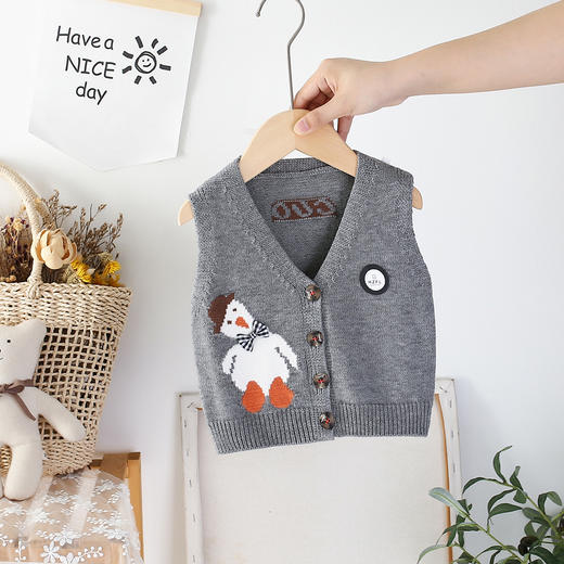 【男女童针织马甲，轻盈透气，外穿百搭】男女童针织马甲 春秋外穿宝宝毛衣 婴儿毛线马夹 婴儿毛衣马甲-QQ 商品图3