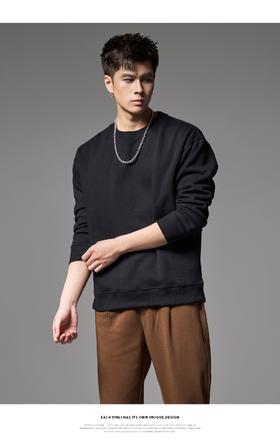 PINLI品立秋装新款纯色套头长袖卫衣男士宽松百搭休闲上衣潮GD223309324