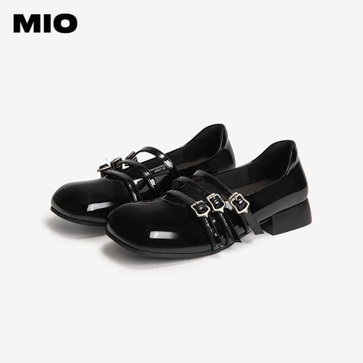 MIO米奥甜美可爱风玛丽珍鞋黑色搭扣设计粗跟单鞋M251450202 商品图2
