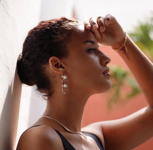 LHWINDSOR 链条水滴珍珠耳环高级感长款气质耳坠ins潮耳饰 商品图5