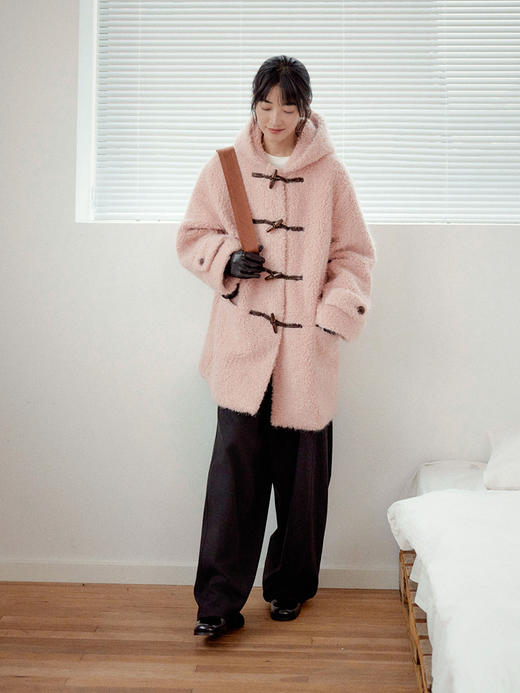 【现货】Even Vintage|浪漫氛围感 复古时尚秋冬宽松版温柔粉色兜帽大衣 商品图4