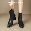 ZHR粗跟短靴2024新款加绒保暖皮靴切尔西女靴法式小短靴ins瘦瘦靴 商品缩略图4