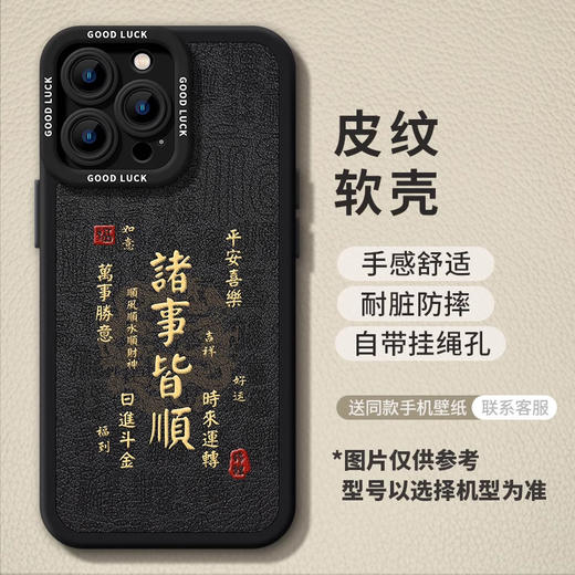【诸事皆顺！顺风顺水顺财神】新年蛇年苹果15pro手机壳红色iPhone15诸事皆顺14p本命年12瞳眼全包x。ry 商品图2