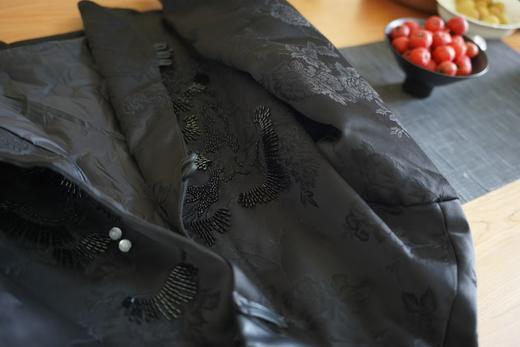 设计师高品钉珠国风小羊皮进口醋酸提花白鸭绒外套 商品图6