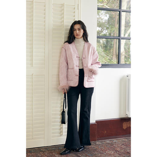 HeyDress新中式盘扣棉服女冬季加厚保暖棉衣国风设计感提花外套 商品图2